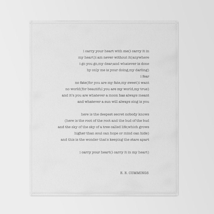 i carry your heart with me-  EE Cummings Throw Blanket Gallery Image 2