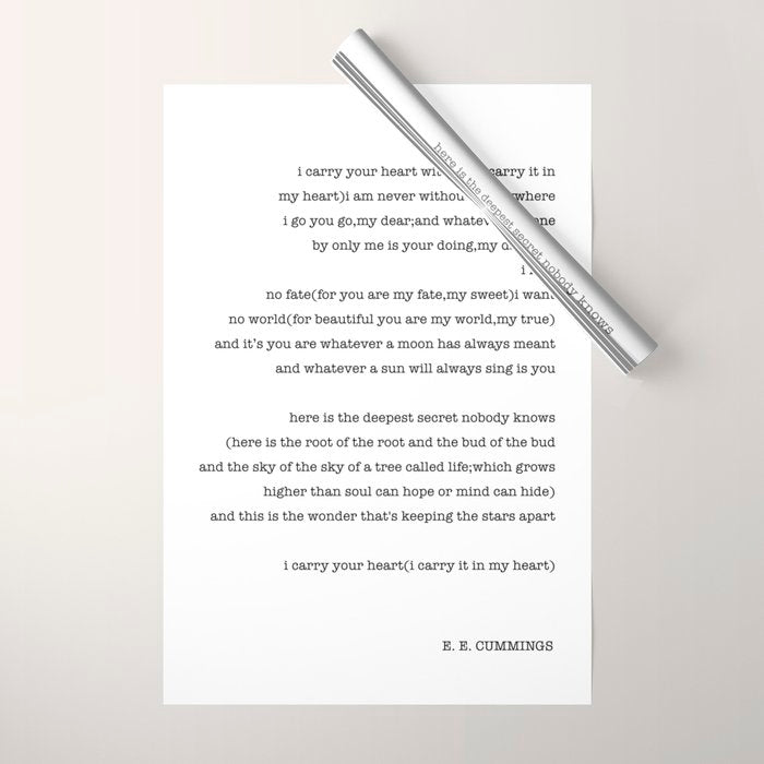 i carry your heart with me-  EE Cummings Wrapping Paper Gallery Image 1