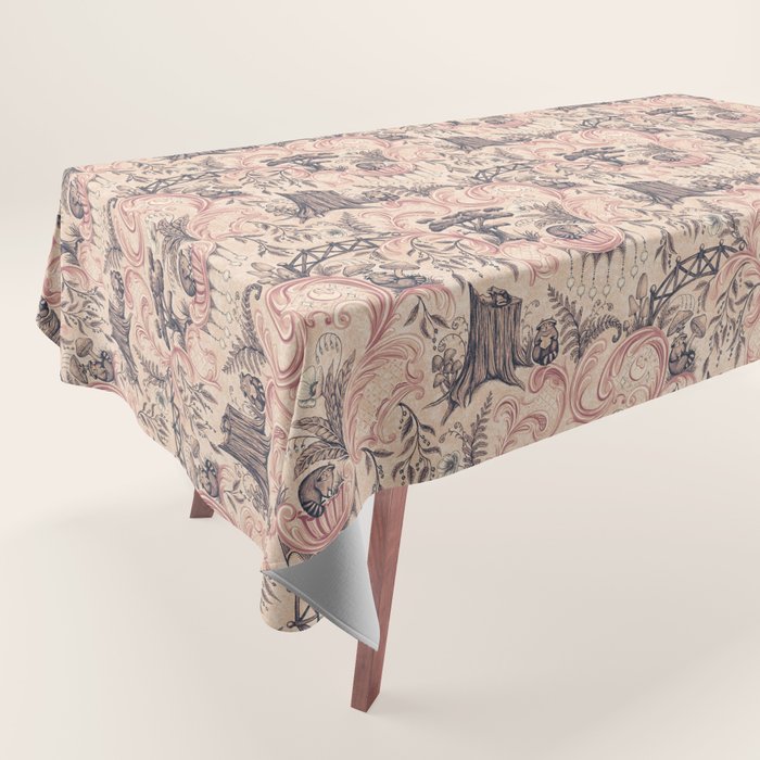 Fairytale Forest Raccoons - pink Tablecloth Gallery Image 1