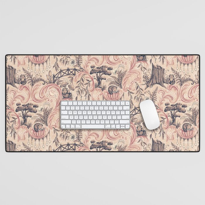 Fairytale Forest Raccoons - pink Desk Mat Gallery Image 1