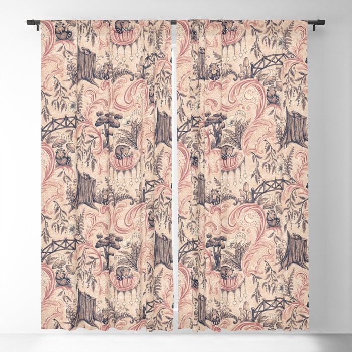 Fairytale Forest Raccoons - pink Window Curtain Gallery Image 5