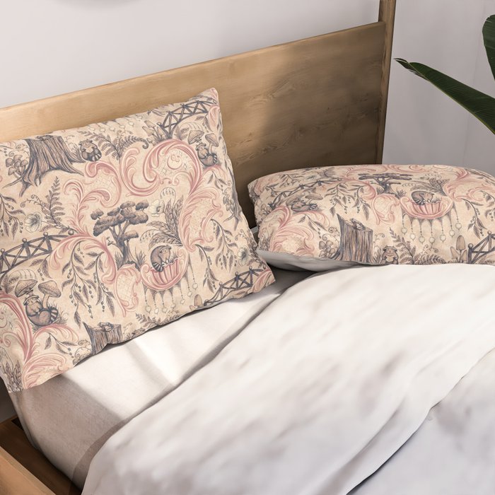 Fairytale Forest Raccoons - pink Pillow Sham Gallery Image 2