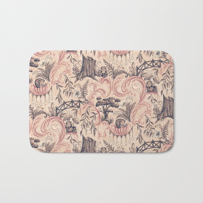 Fairytale Forest Raccoons - pink Bath Mat Gallery Image 1
