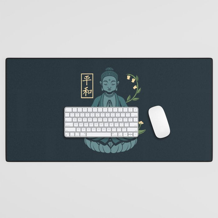 Cat Meditation Buddhism Buddha by Tobe Fonseca Desk Mat Gallery Image 1