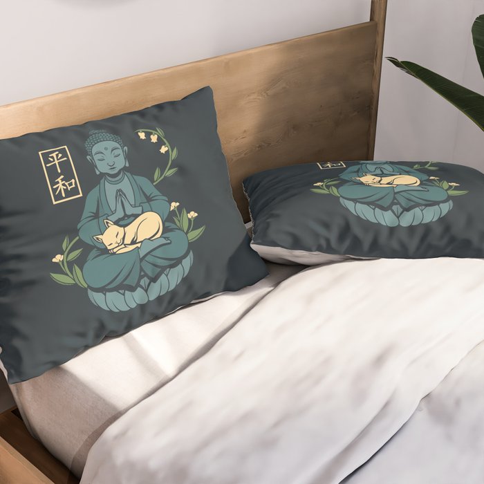 Cat Meditation Buddhism Buddha by Tobe Fonseca Pillow Sham Gallery Image 2