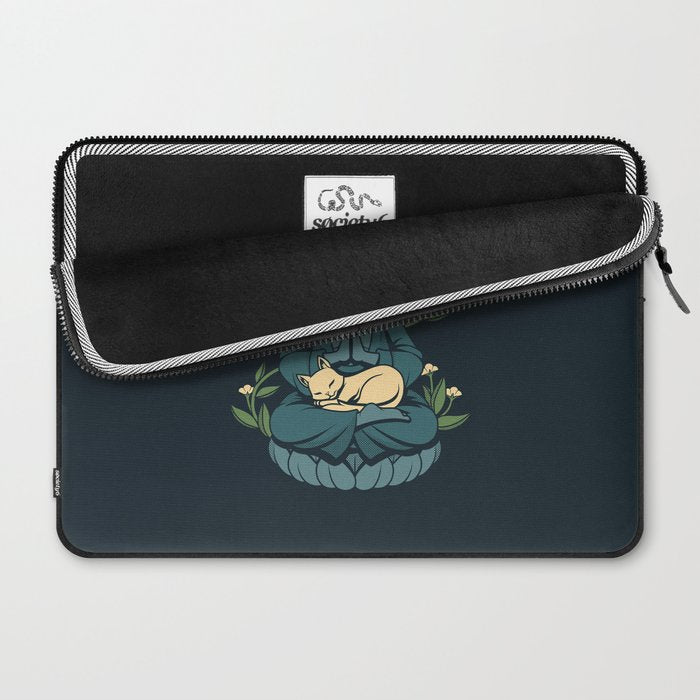 Cat Meditation Buddhism Buddha by Tobe Fonseca Laptop Sleeve Gallery Image 2