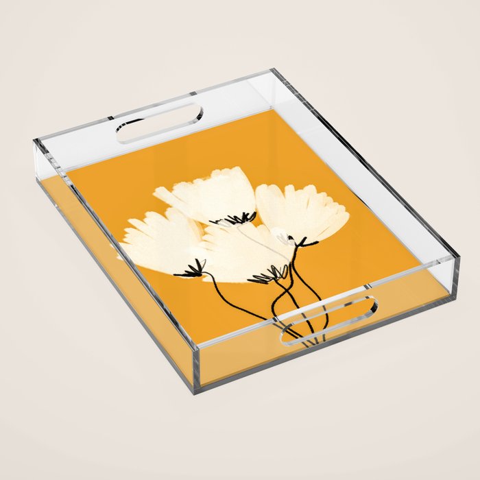 The Cosmo Yellow Flowers Acrylic Tray Gallery Image 1