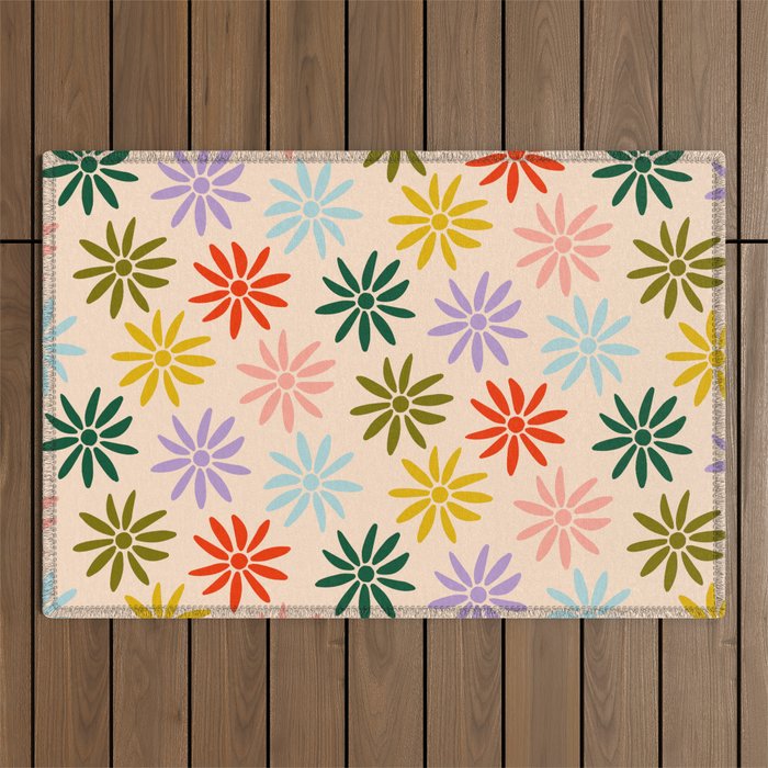 Retro Groovy Sun  Outdoor Rug Gallery Image 1