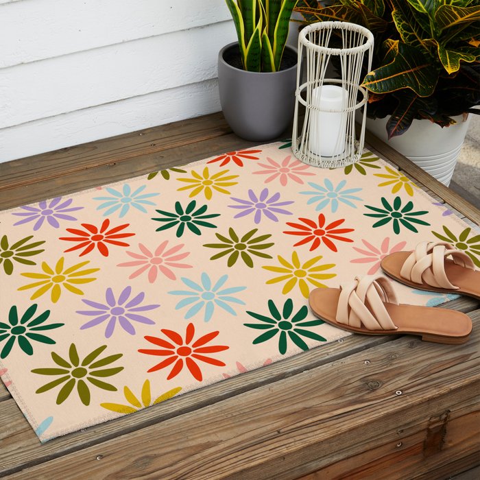 Retro Groovy Sun  Outdoor Rug Gallery Image 2