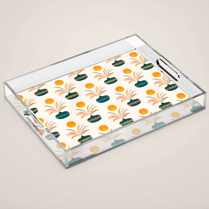 Sunny Palm Trees Pattern Acrylic Tray Gallery Image 1