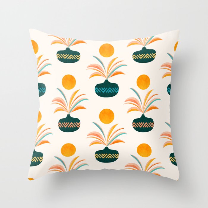 Sunny Palm Trees Pattern Throw Pillow Gallery Image 1