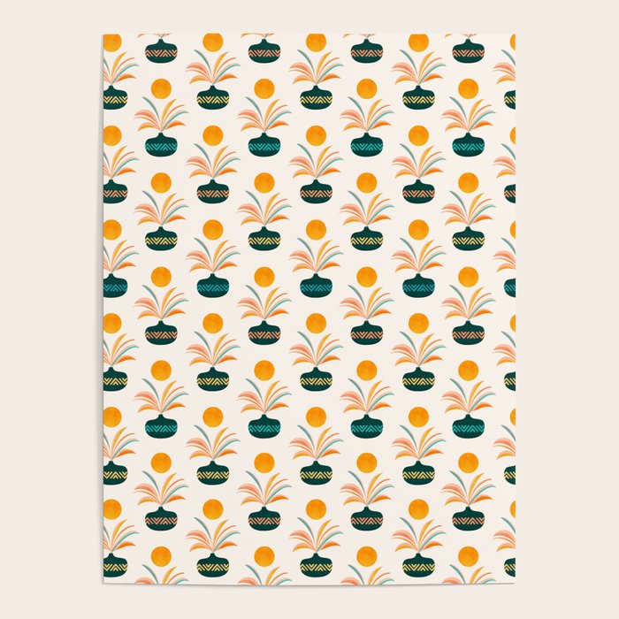 Sunny Palm Trees Pattern Poster Gallery Image 1