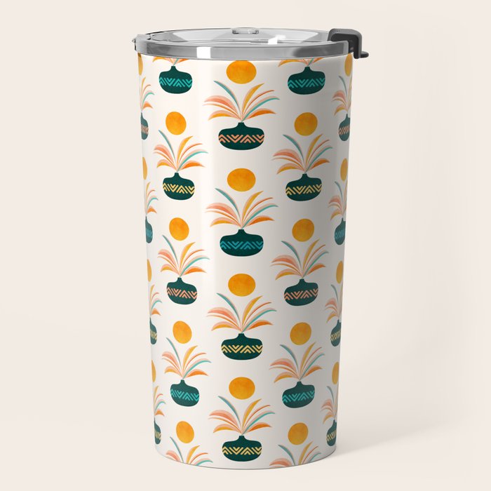 Sunny Palm Trees Pattern Travel Mug Gallery Image 2