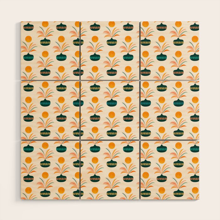 Sunny Palm Trees Pattern Wood Wall Art Gallery Image 1