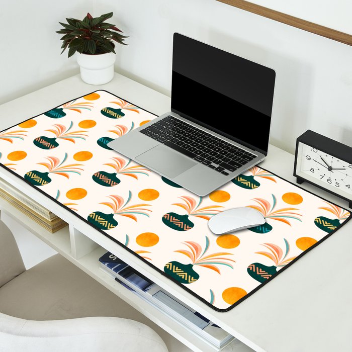 Sunny Palm Trees Pattern Desk Mat Gallery Image 2