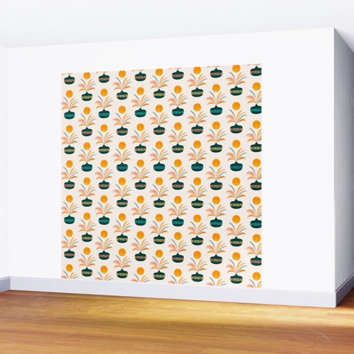 Sunny Palm Trees Pattern Wall Mural Gallery Image 2