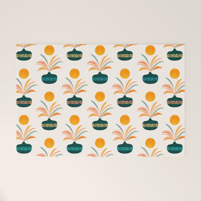 Sunny Palm Trees Pattern Welcome Mat Gallery Image 1