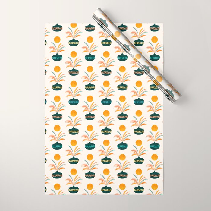 Sunny Palm Trees Pattern Wrapping Paper Gallery Image 1