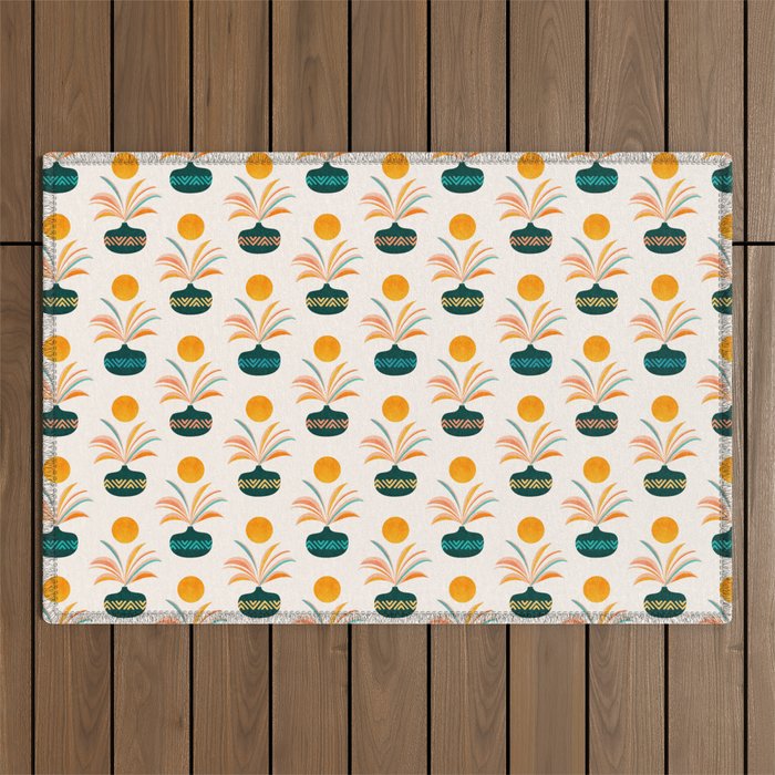 Sunny Palm Trees Pattern Outdoor Rug Gallery Image 1