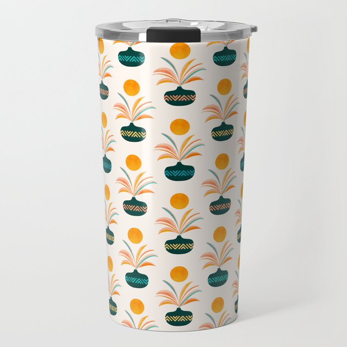 Sunny Palm Trees Pattern Travel Mug Gallery Image 1
