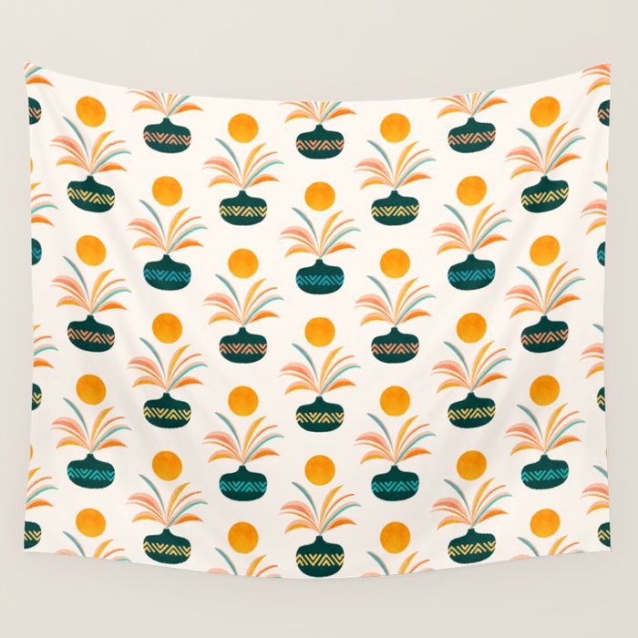Sunny Palm Trees Pattern Wall Tapestry Gallery Image 4