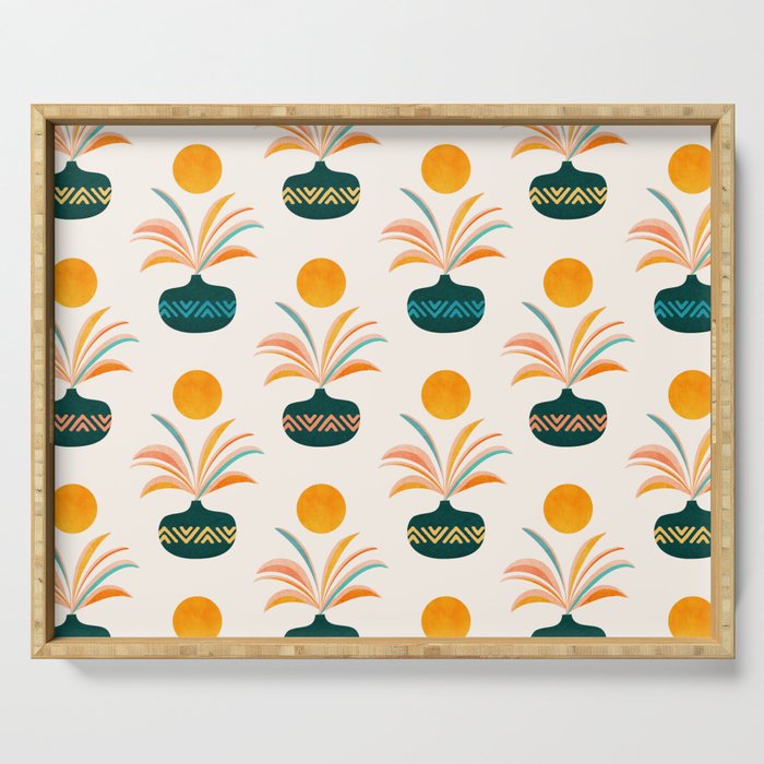 Sunny Palm Trees Pattern Serving Tray Gallery Image 1
