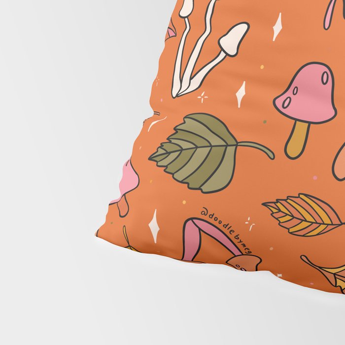 Falling Leaves Print in Orange Pillow Sham Gallery Image 4