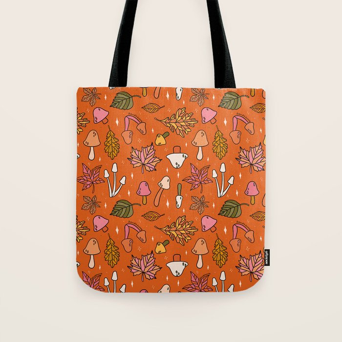 Falling Leaves Print in Orange Tote Bag Gallery Image 1