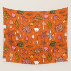 Falling Leaves Print in Orange Wall Tapestry Gallery Image 4