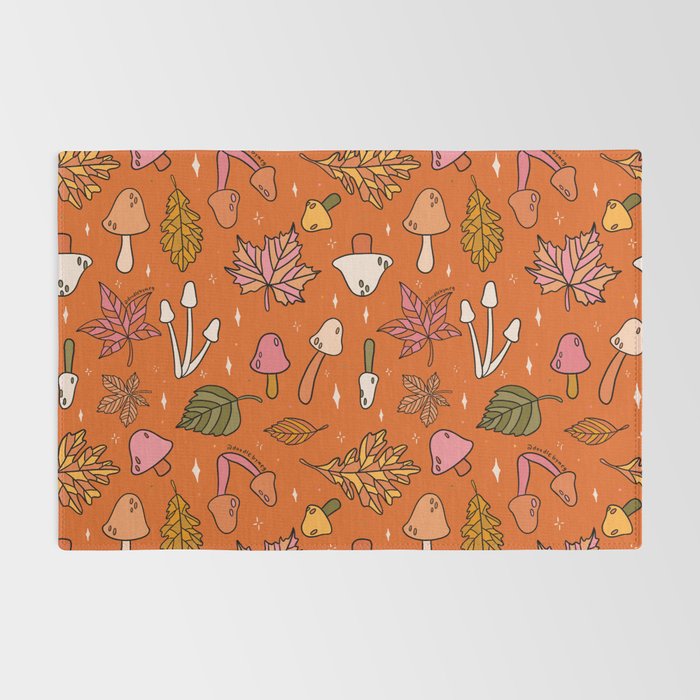 Falling Leaves Print in Orange Rug Gallery Image 2