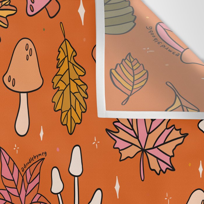 Falling Leaves Print in Orange Wall Tapestry Gallery Image 3