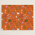 Falling Leaves Print in Orange Jigsaw Puzzle Gallery Image 1