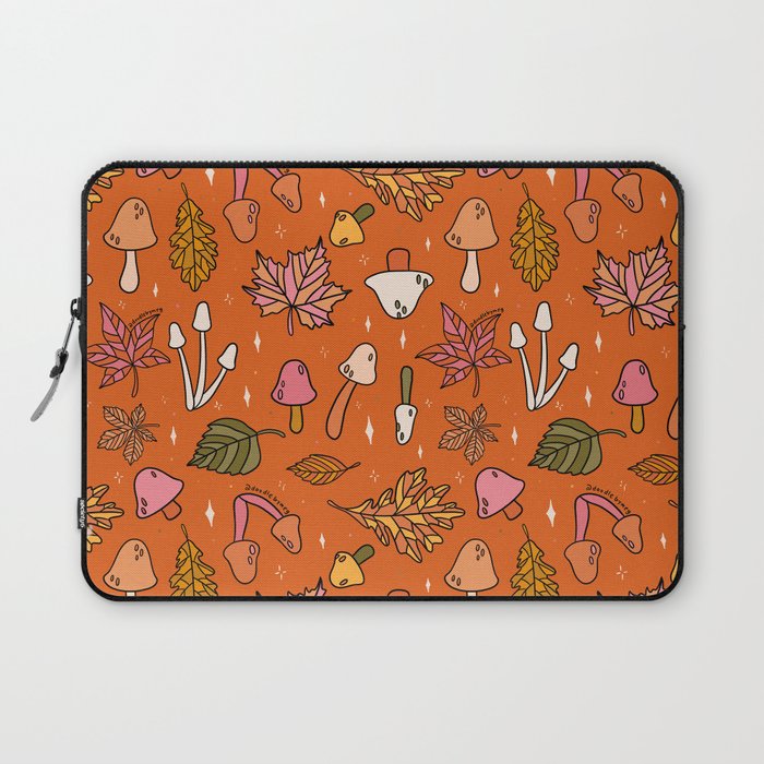 Falling Leaves Print in Orange Laptop Sleeve Gallery Image 1
