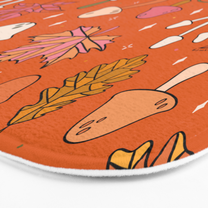 Falling Leaves Print in Orange Bath Mat Gallery Image 3