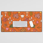 Falling Leaves Print in Orange Desk Mat Gallery Image 1