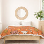 Falling Leaves Print in Orange Duvet Cover Gallery Image 3