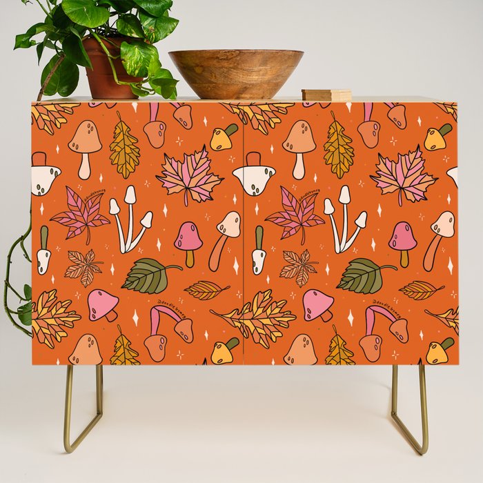 Falling Leaves Print in Orange Credenza Gallery Image 1