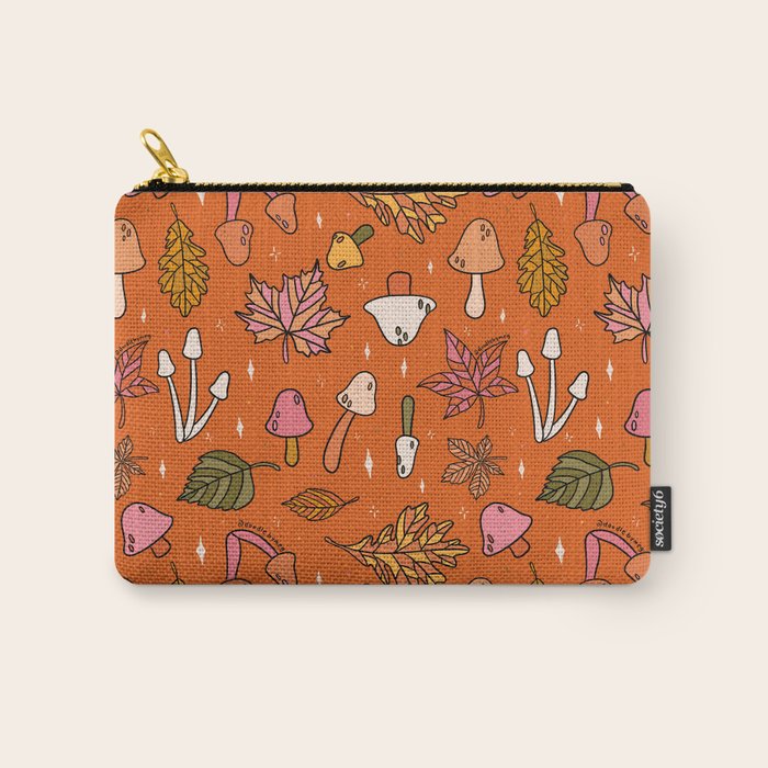 Falling Leaves Print in Orange Carry All Pouch Gallery Image 1