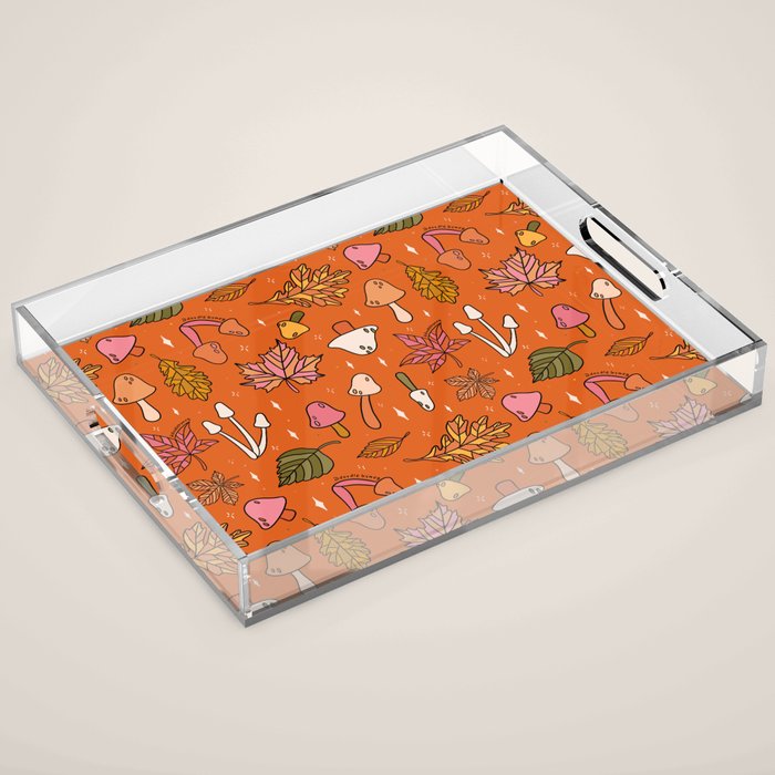 Falling Leaves Print in Orange Acrylic Tray Gallery Image 1