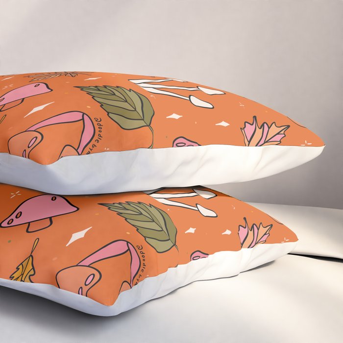Falling Leaves Print in Orange Pillow Sham Gallery Image 3