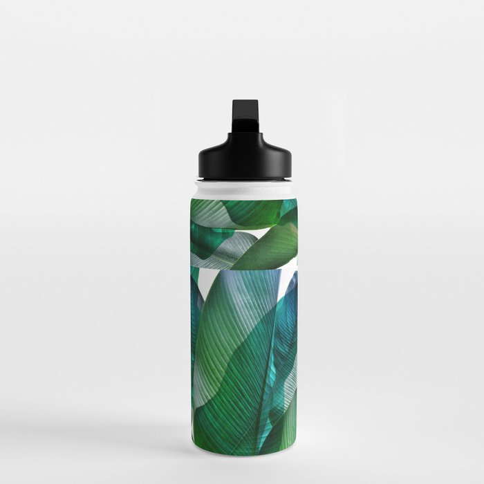 Palm leaf jungle Bali banana palm frond greens Water Bottle Gallery Image 3