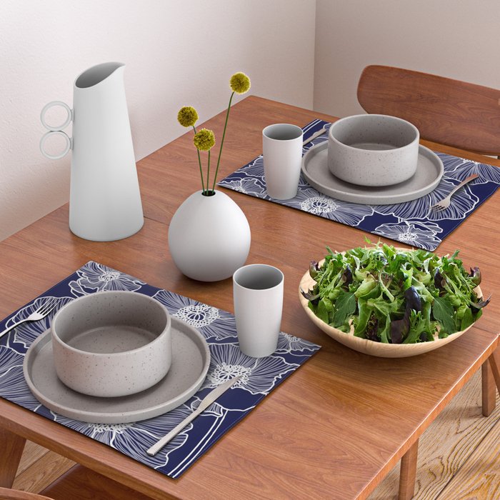 Indigo Poppies Placemat Gallery Image 2