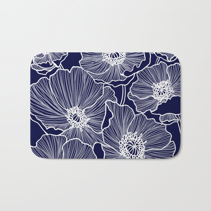 Indigo Poppies Bath Mat Gallery Image 1