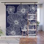 Indigo Poppies Wall Mural Gallery Image 1