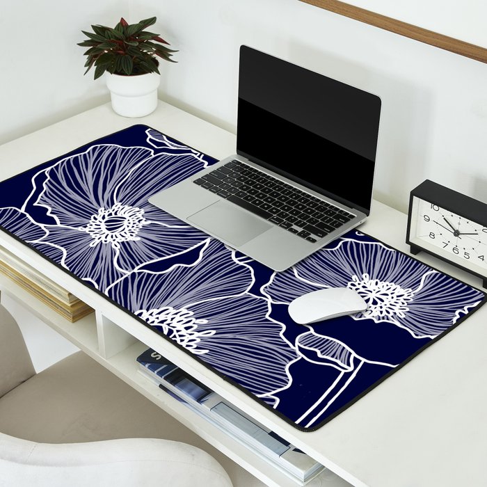 Indigo Poppies Desk Mat Gallery Image 2