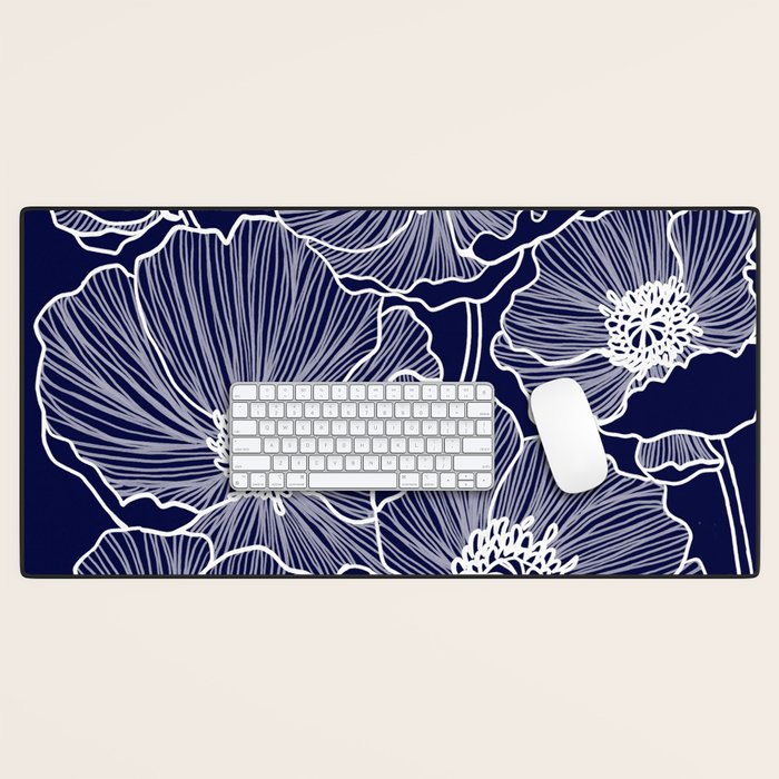 Indigo Poppies Desk Mat Gallery Image 1