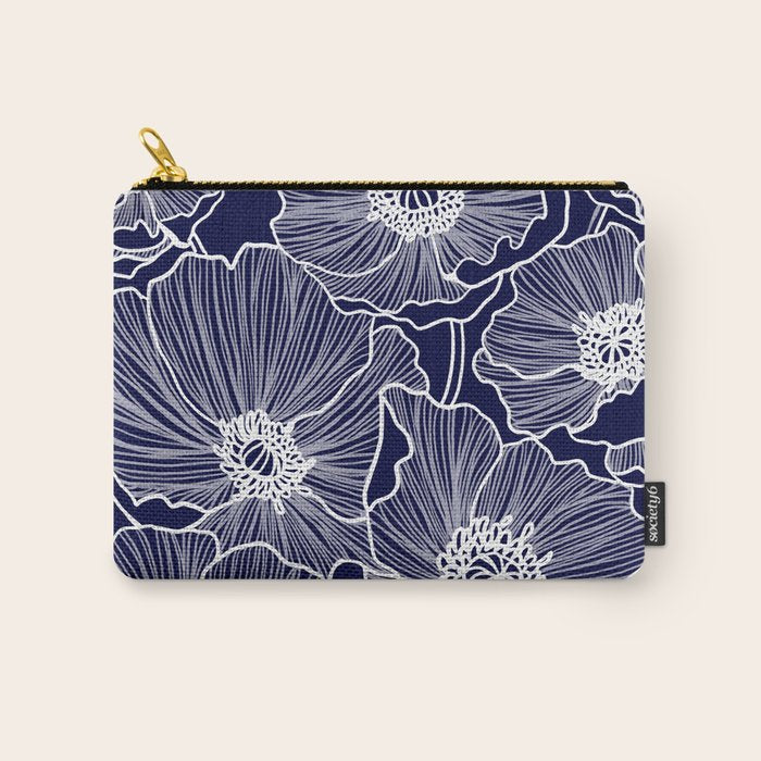 Indigo Poppies Carry All Pouch Gallery Image 1