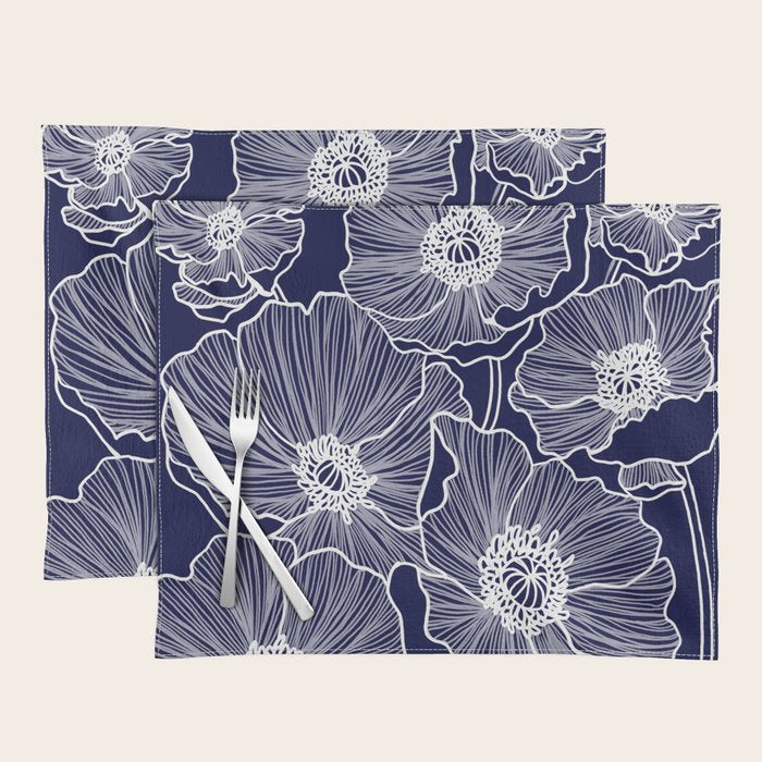Indigo Poppies Placemat Gallery Image 1