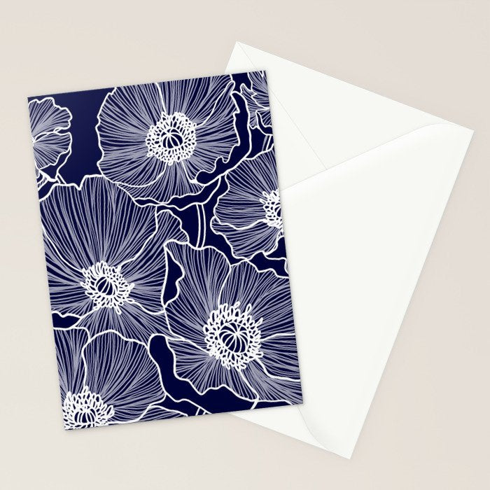Indigo Poppies Stationery Card Gallery Image 2