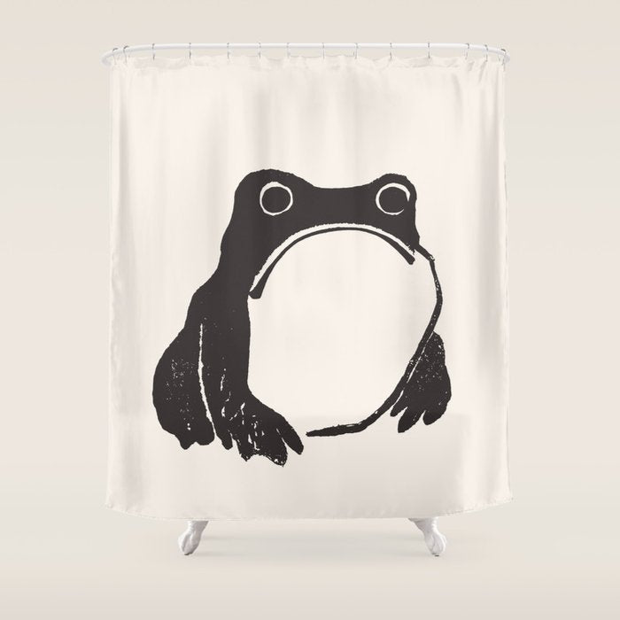 Matsumoto Hoji Japanese Grumpy Frog Art Print Shower Curtain Gallery Image 1